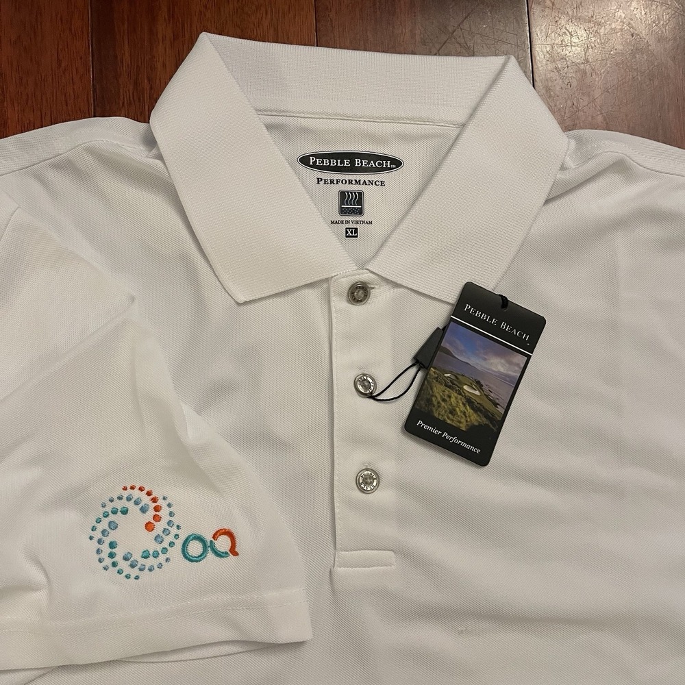 Pebble Beach Polo Mens Extra Large White Performance Golf Preppy Embroidery Logo
